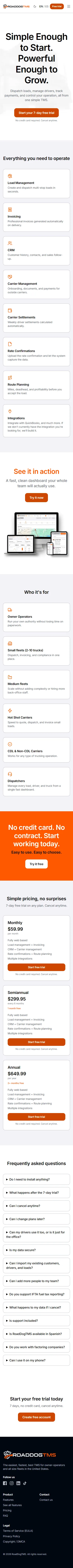 RoadDog TMS on mobile